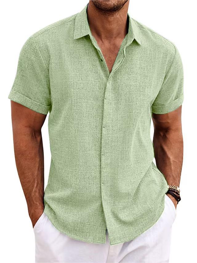 Men's Solid Color Loose Linen Short-sleeved T-shirt apparel & accessories