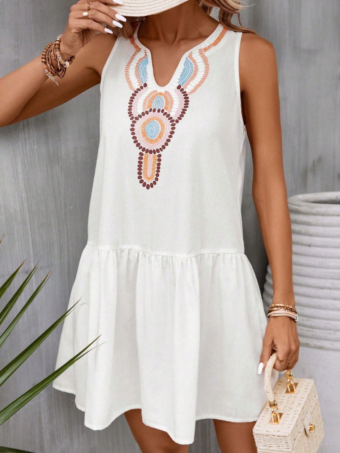 Printed Sleeveless Mini Dress apparel & accessories