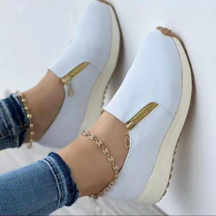 Women Flats Zip Shoes Light Sneakers Shoes & Bags