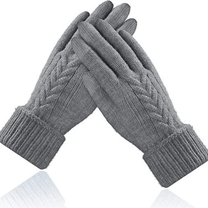 Autumn And Winter Jacquard Dark Gray Warm Touch Screen Magic Gloves apparels & accessories