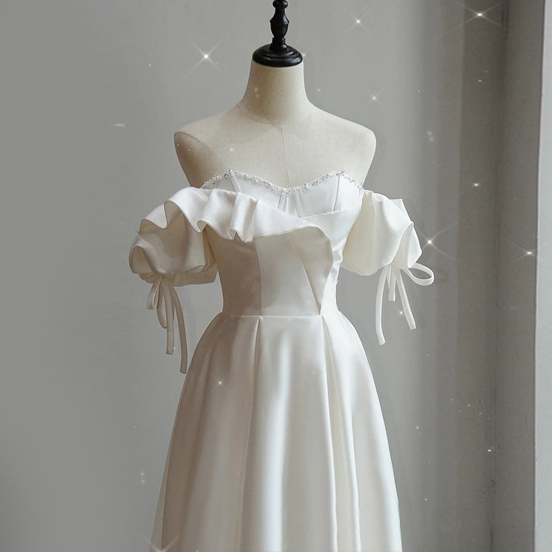 Satin Light Wedding Dress Bride French Super Fairy apparel & accessories