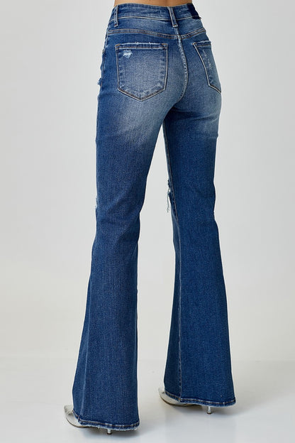 RISEN Distressed Button-Fly Flare Jeans Bottom wear