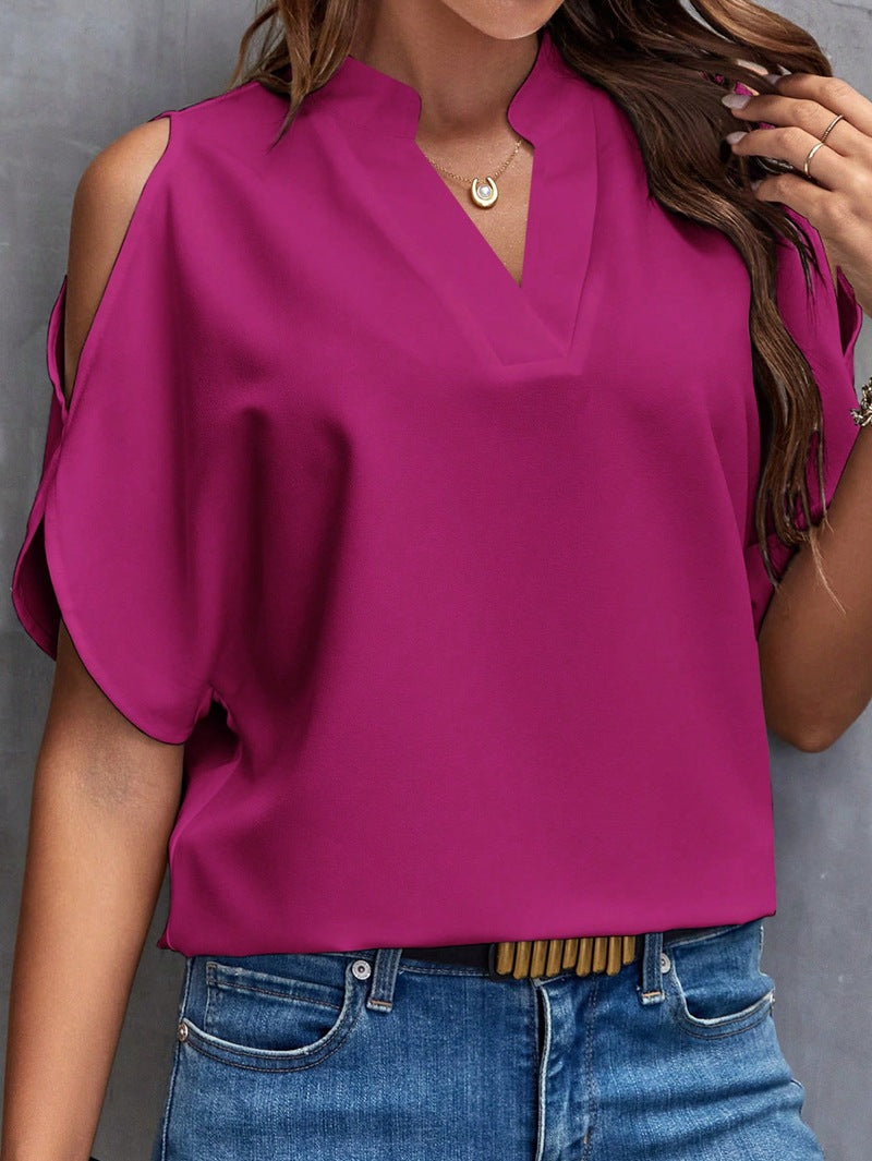 V-neck Graceful And Fashionable Off-the-shoulder Sleeves Women's Top apparel & accessories