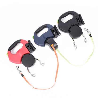 Retractable Dog Leash For Small Dogs Reflective Dual Pet Leash Lead 360 Swivel No Double Dog Walking Leash With Lights Pet Products Pet Products