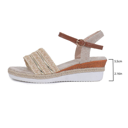 Ethnic Style One Strap Sandals Platform Wedge Buckle Plus Size Shoes & Bags