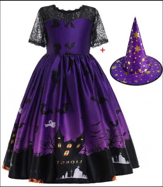 Halloween Princess Dress Printed Mesh halloween