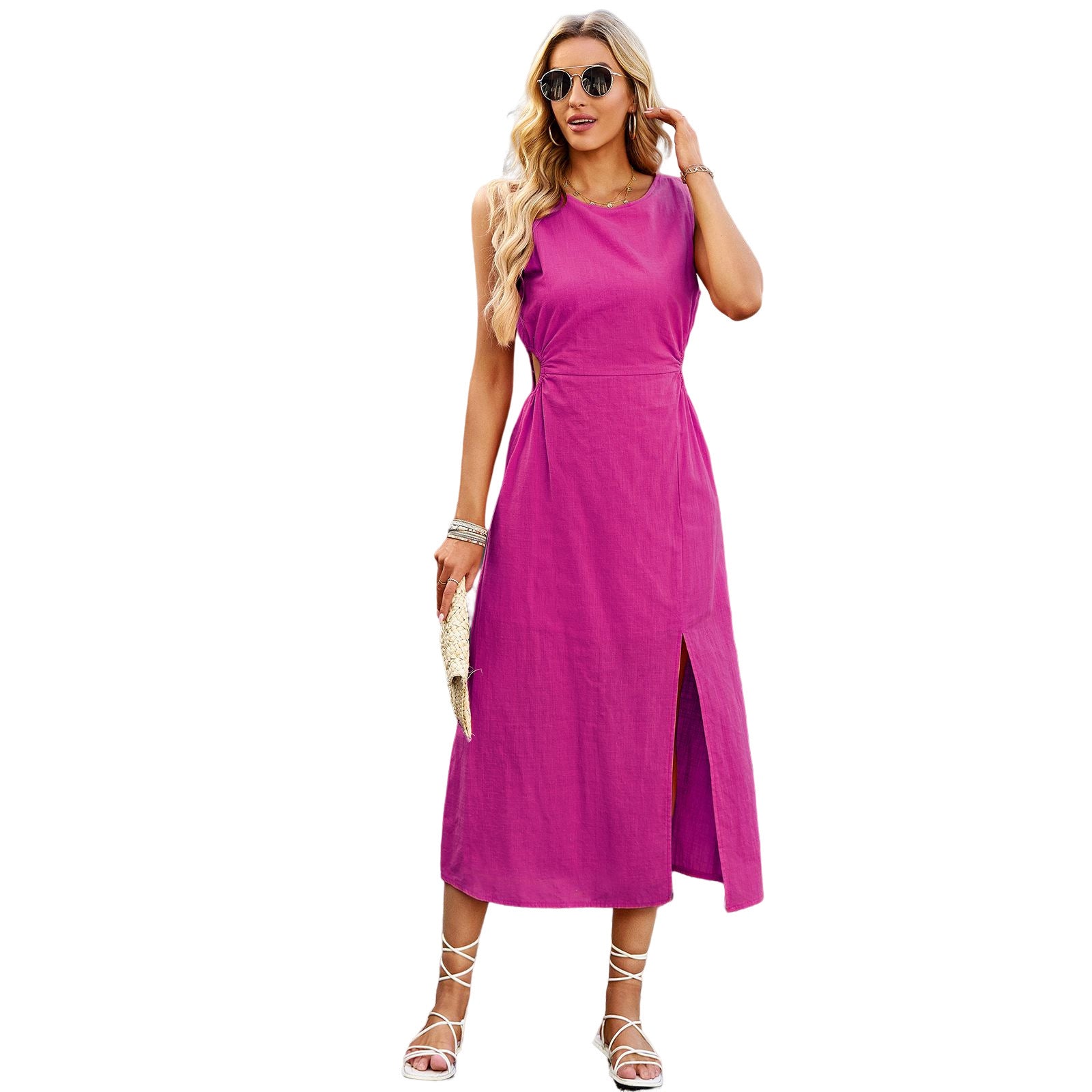 Women's Summer Solid Color Sleeveless Dress apparel & accessories