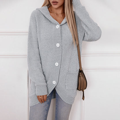 Women's Knitwear Hooded Loose Mid-length Sweater apparels & accessories