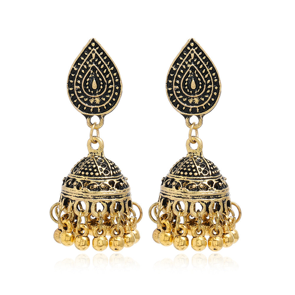 Bohemian Ethnic Carved Vintage Pattern Creative Bell Earrings Jewelry