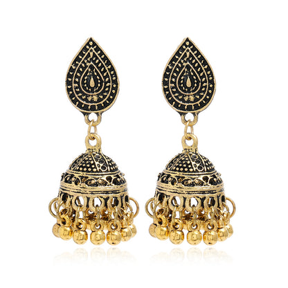 Bohemian Ethnic Carved Vintage Pattern Creative Bell Earrings Jewelry