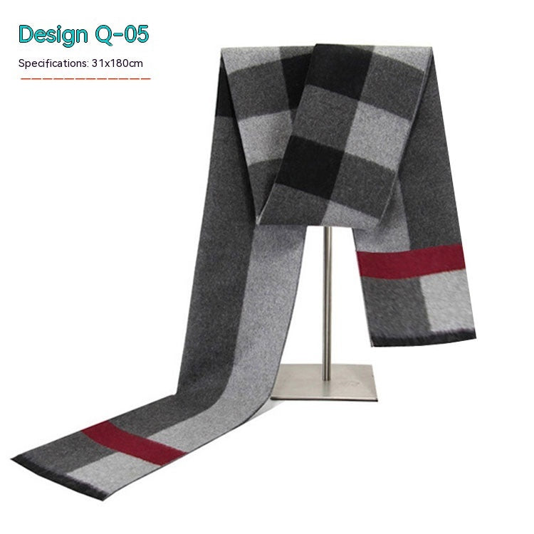 Men's Striped Winter Warm Artificial Cashmere Scarf Men's Scarves