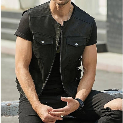 Men's Leather Waistcoat Fashion New Single-breasted Jacket apparels & accessories