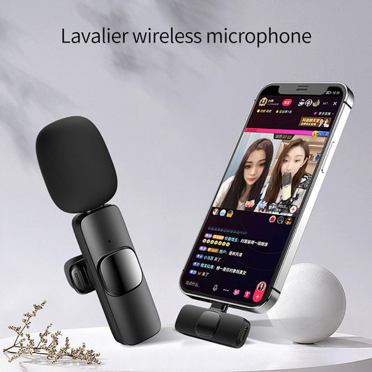 Wireless Lavalier Microphone Portable Audio Video Recording Mini Mic For I Phone Android Long Battery Life Live Broadcast Gaming Gadgets