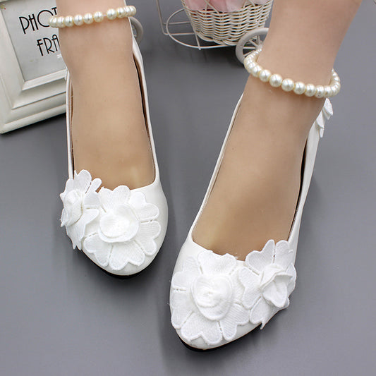 White Anklet Large Size Women's Wedding Shoes Shoes & Bags