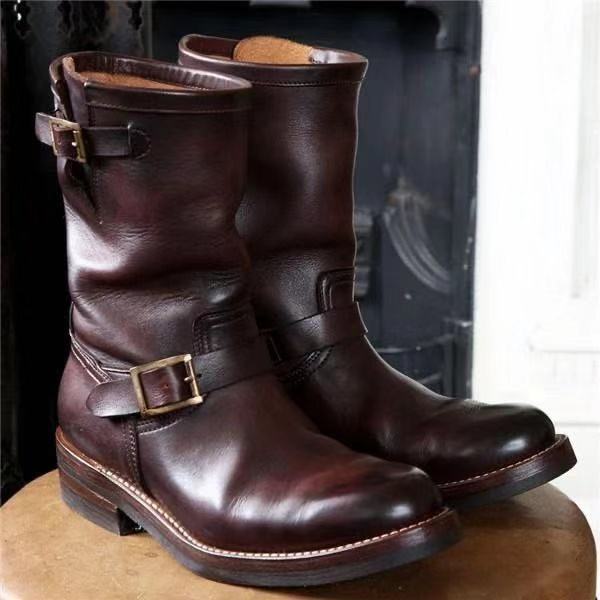 Flat-bottomed Wedge Mid-tube All-match Casual Fashion Men's Boots Shoes & Bags
