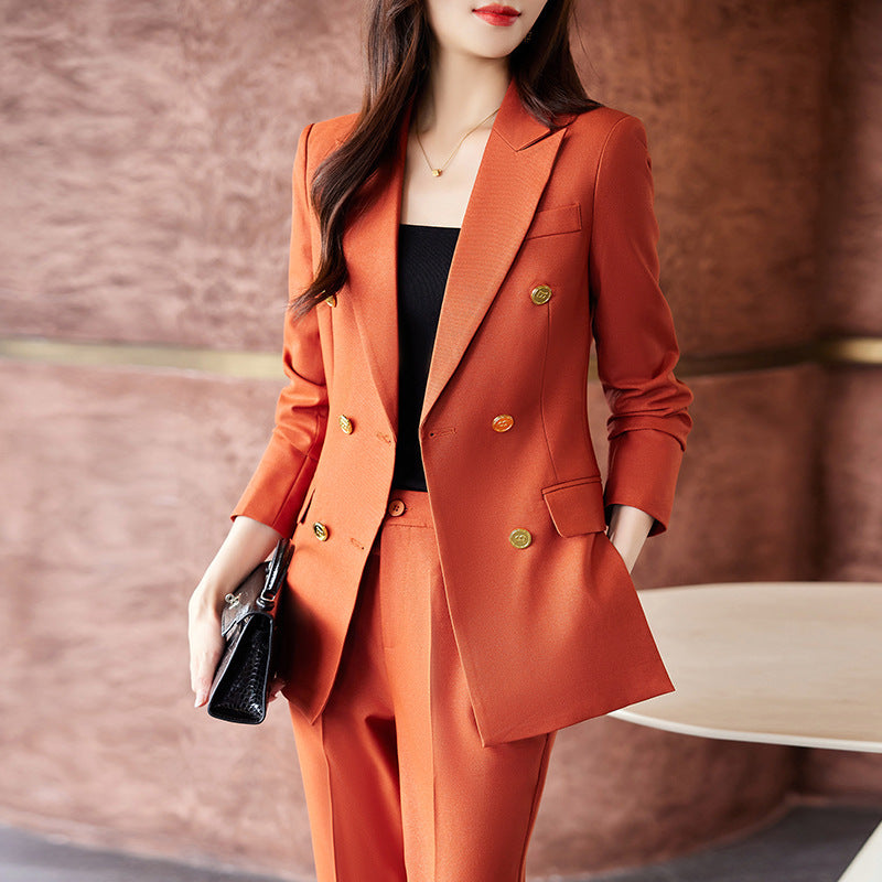 Caramel Suit Women's Fashion Temperament Double Breasted apparels & accessories