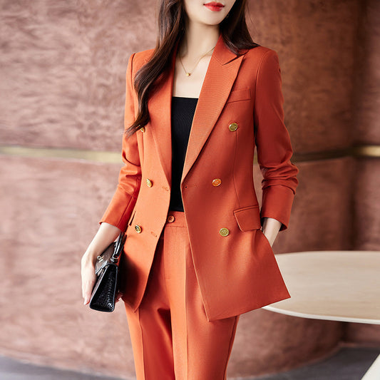 Caramel Suit Women's Fashion Temperament Double Breasted apparels & accessories