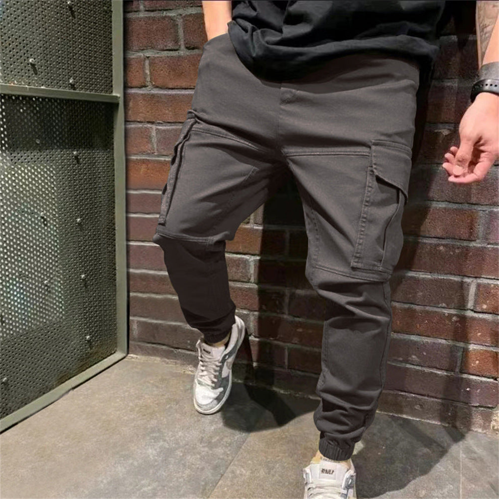 Mens Sports Pants With Pockets Casual Cargo Trousers men's clothing