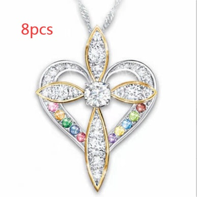 Fashion Love Heart Shaped Cross Pendant Jewelry