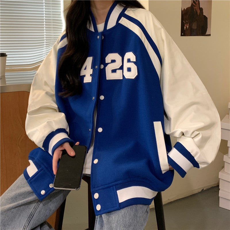 Women's American Style Baseball Uniform Loose Jacket apparels & accessories