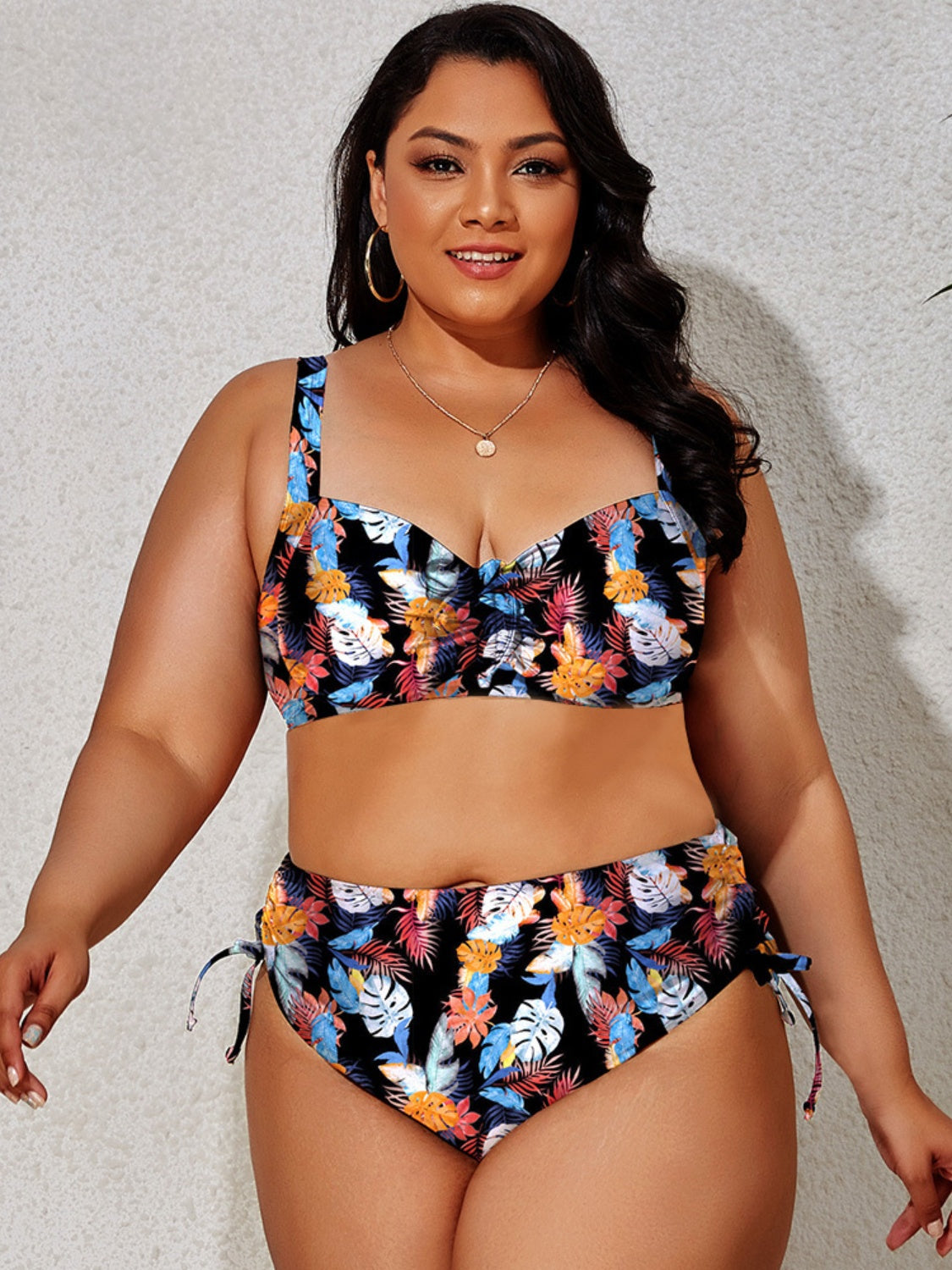 Plus Size Printed Wide Strap Two-Piece Swim Set apparel & accessories