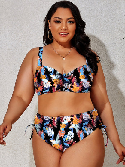 Plus Size Printed Wide Strap Two-Piece Swim Set apparel & accessories