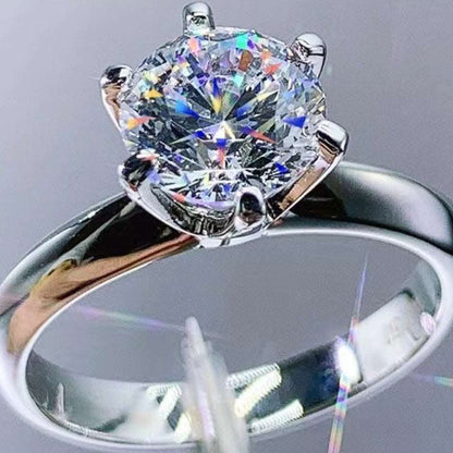 Adored 925 Sterling Silver 3 Carat Moissanite 6-Prong Ring apparel & accessories