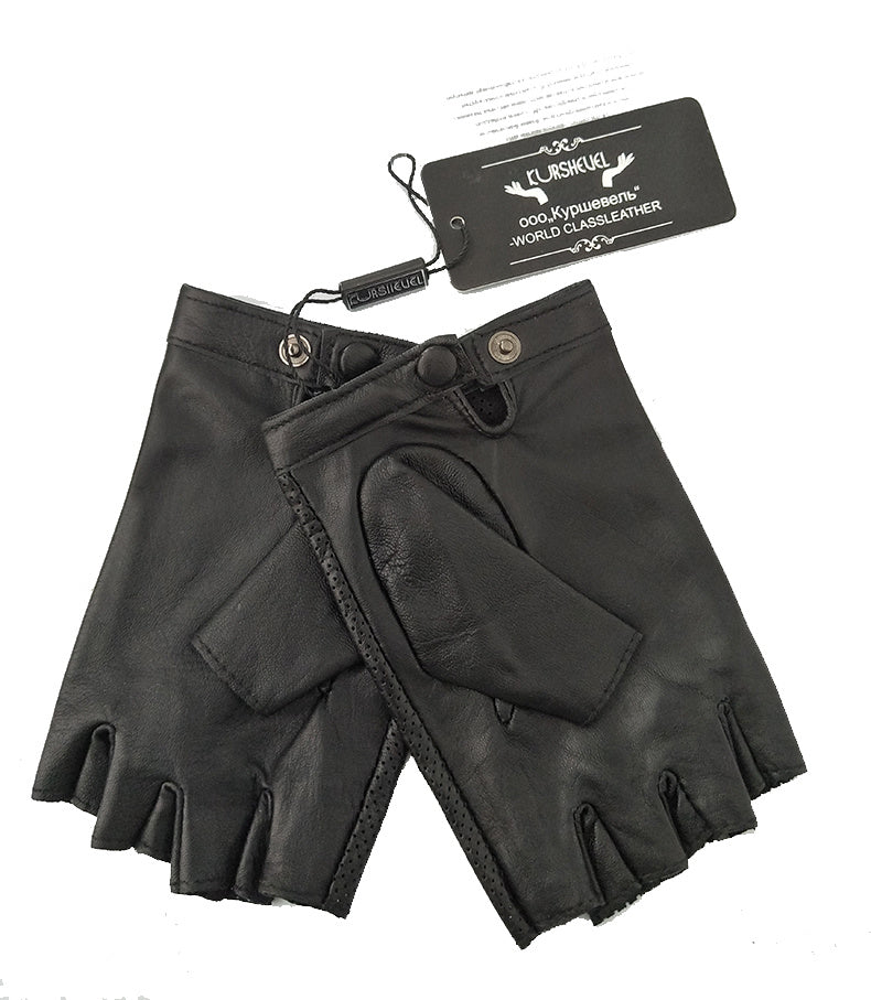 Leather Sheepskin Non-slip Thermal Short Half-finger Gloves apparels & accessories