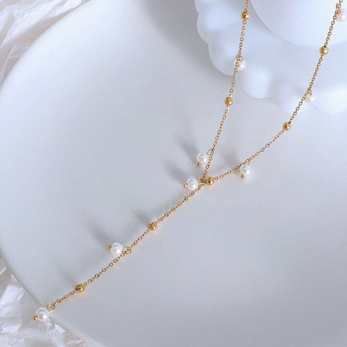 18K Gold-Plated Pearl Drop Necklace Jewelry