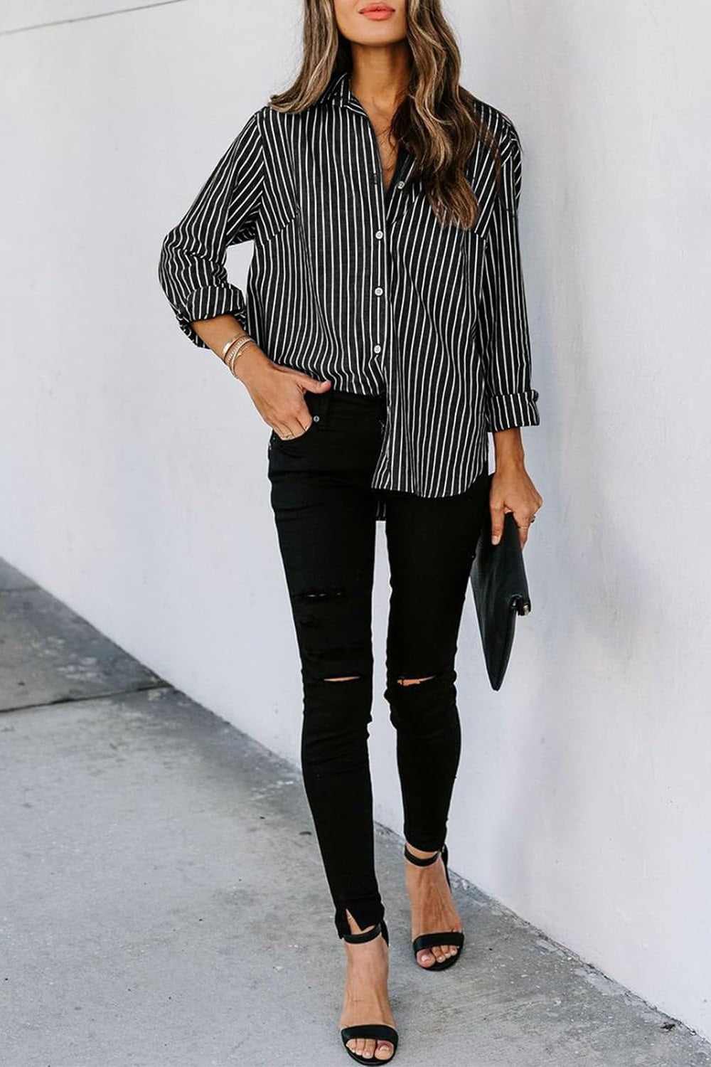 Striped Button Up Long Sleeve Shirt apparel & accessories