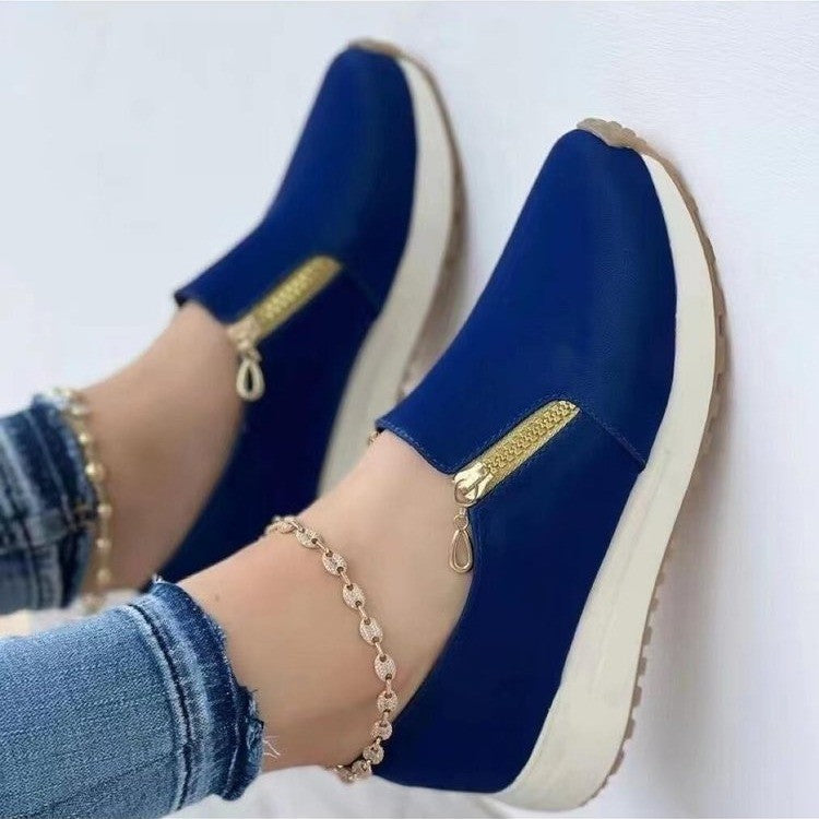 Women Flats Zip Shoes Light Sneakers Shoes & Bags