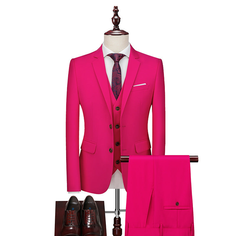 Men's Suit Three-piece Suit British Slim-fitting Wedding Dress Multicolor Plus Size apparels & accessories