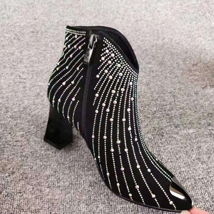 Anti-collision High Heel Rhinestone Booties Women Shoes & Bags