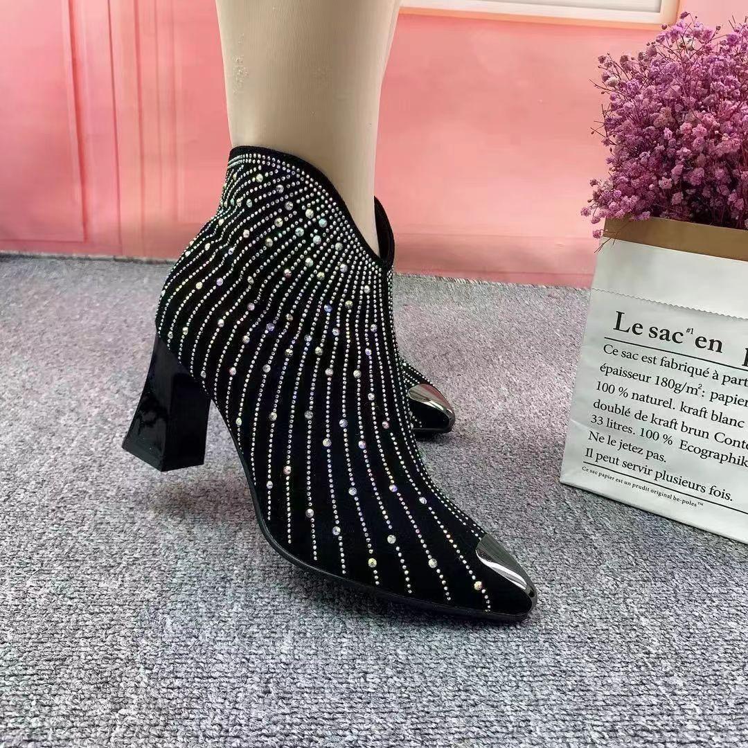 Anti-collision High Heel Rhinestone Booties Women Shoes & Bags