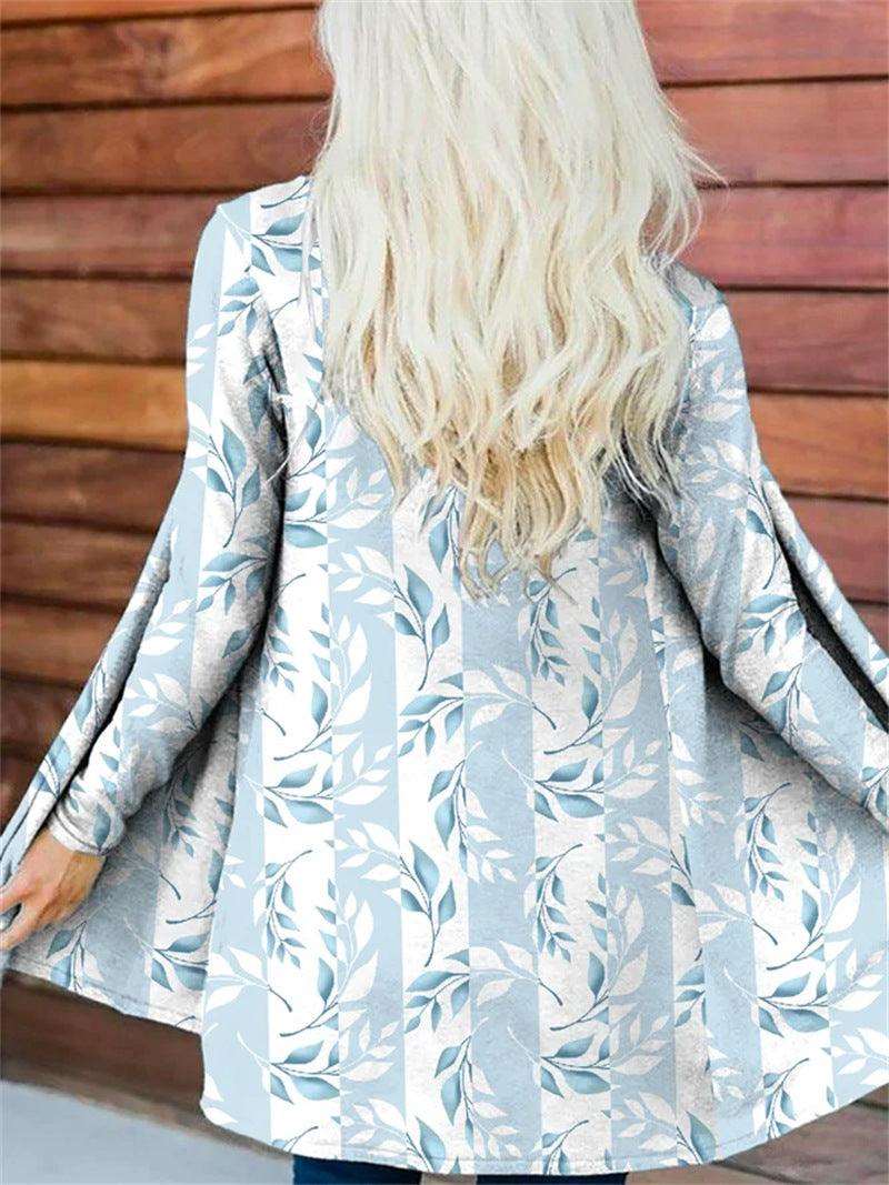 Autumn Flower Printed Mid-length Trench Coat winter clothes for women