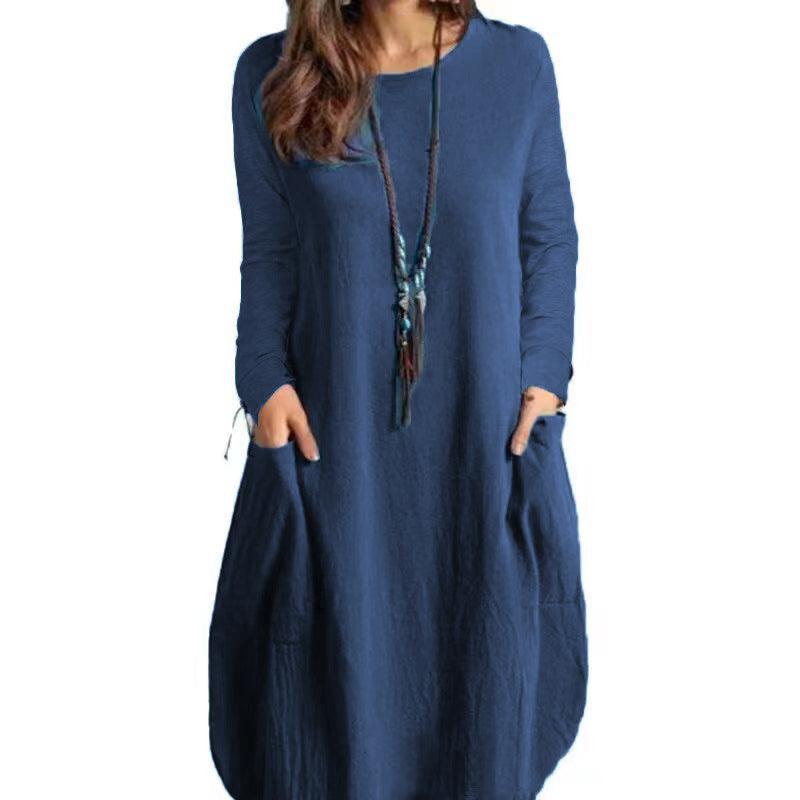 Autumn Linen Loose Casual Long-sleeved Dress Dresses & Tops