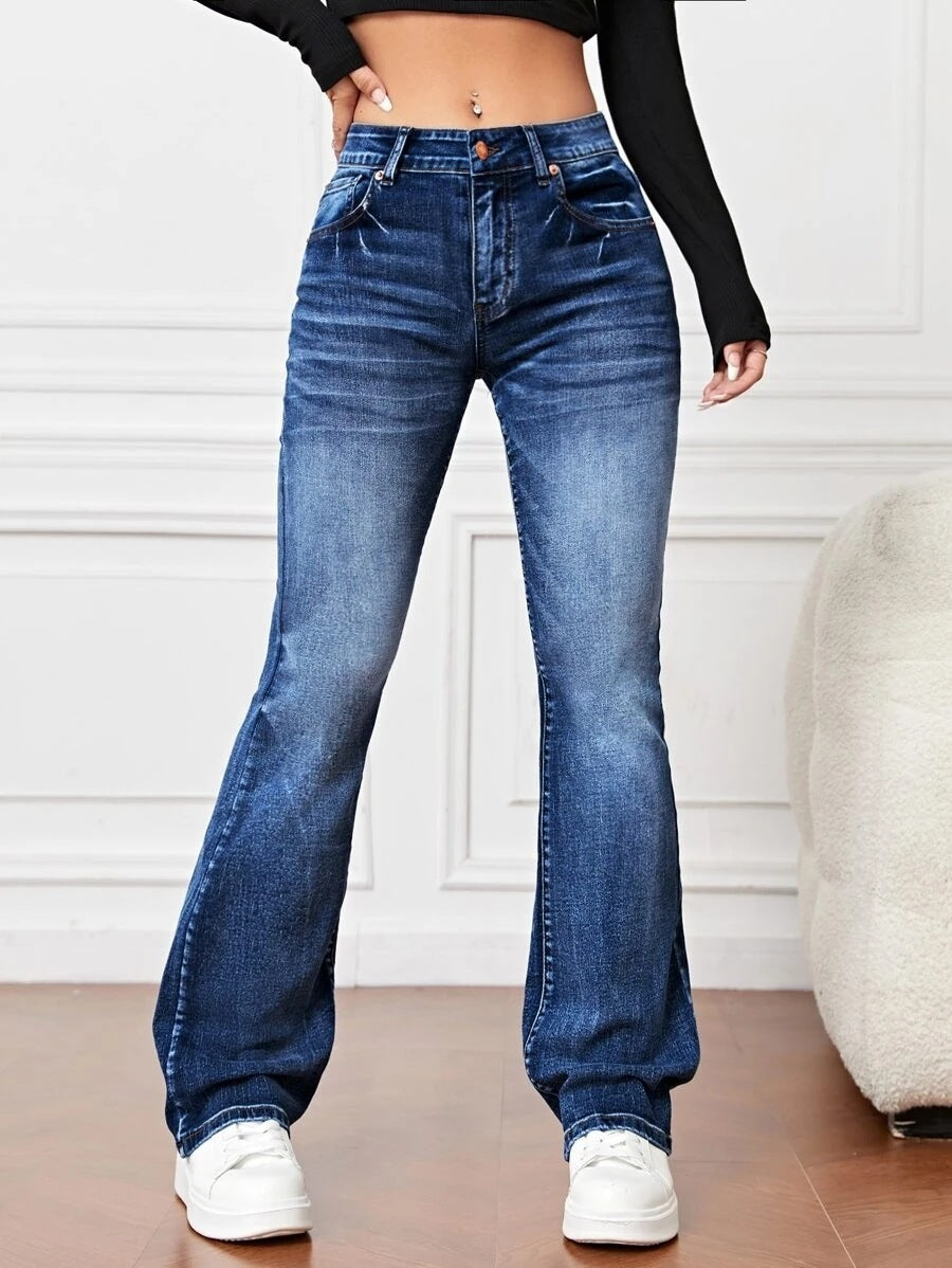 Denim High Waist Loose And Slimming Bootcut Trousers apparel & accessories