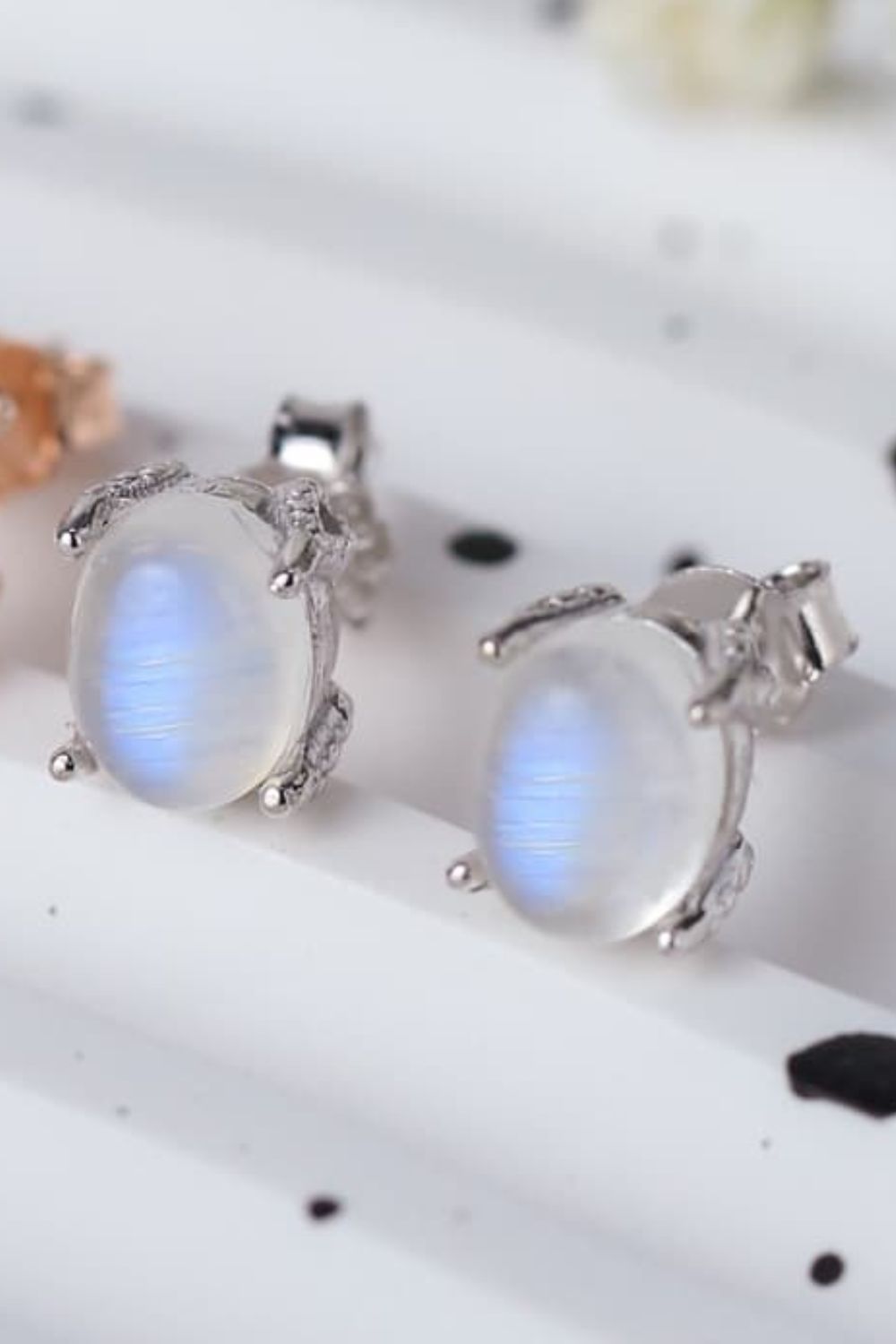 High Quality Natural Moonstone 925 Sterling Silver Stud Earrings apparel & accessories