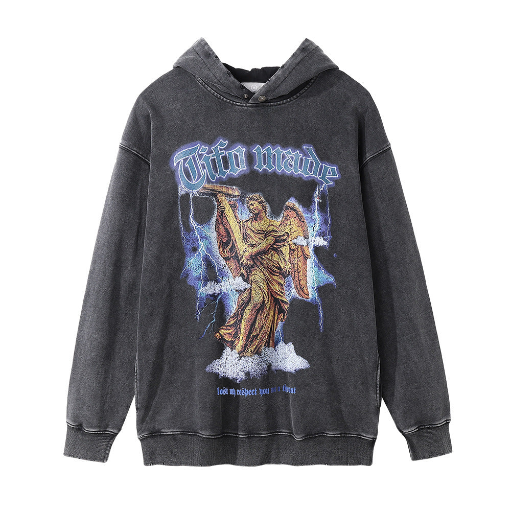 Statue Angel Printed Hoodie Male T-Shirt