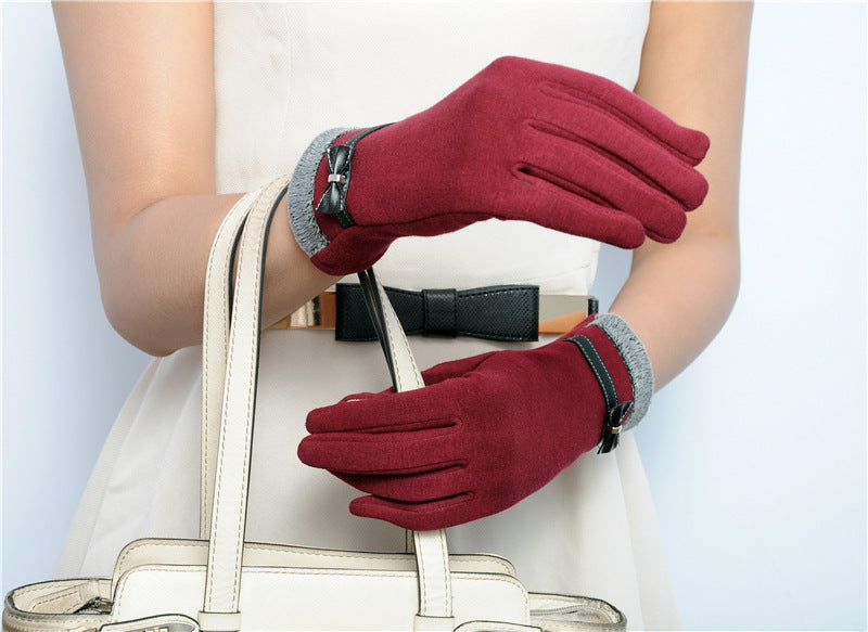 Warm And Lovely Touch-screen Bowknot Ladies Gloves apparels & accessories