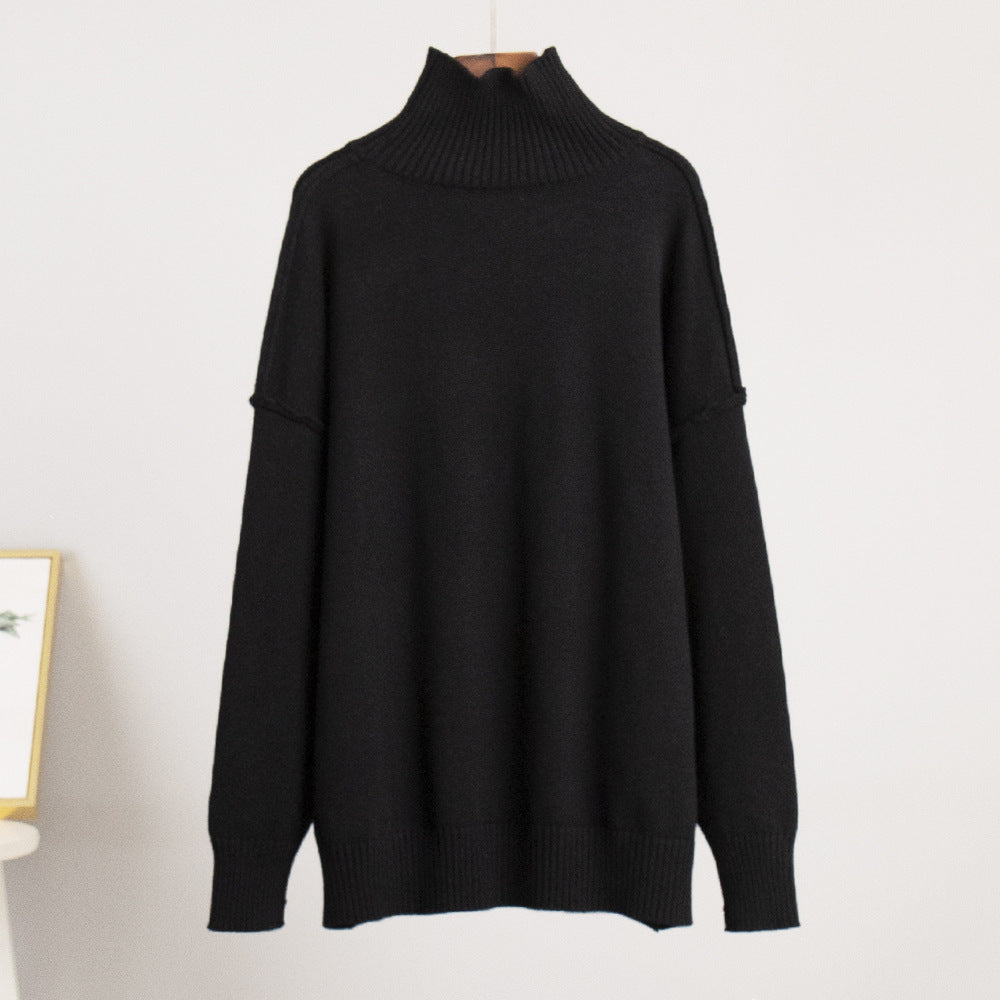 Women's  Loose Patchwork Turtleneck Sweater apparels & accessories