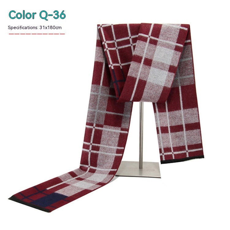 Men's Striped Winter Warm Artificial Cashmere Scarf Men's Scarves