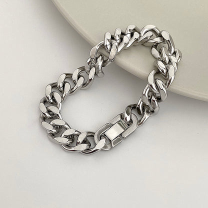 Thick Cuban Link Chain Titanium Steel Necklace Clavicle Chain Jewelry