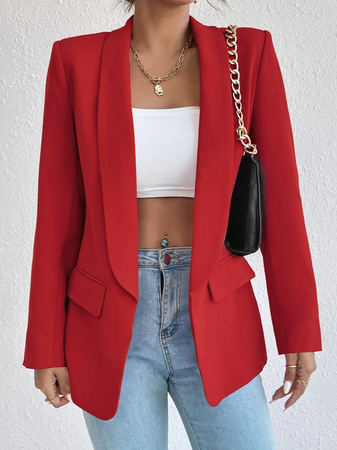 Shawl Collar Long Sleeve Blazer Accessories for women