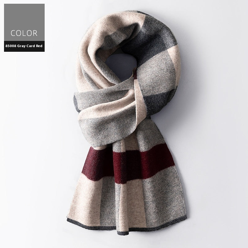 Wool Scarf Men's Winter Plaid Double-sided Scarf Men's Scarves