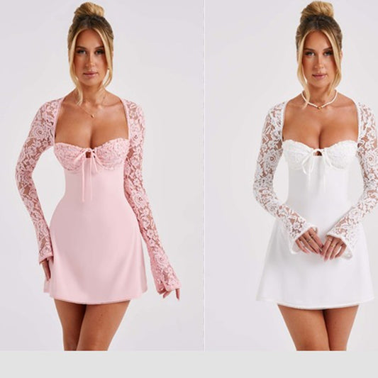 American Style Lace Long Sleeve Backless  Dress apparel & accessories