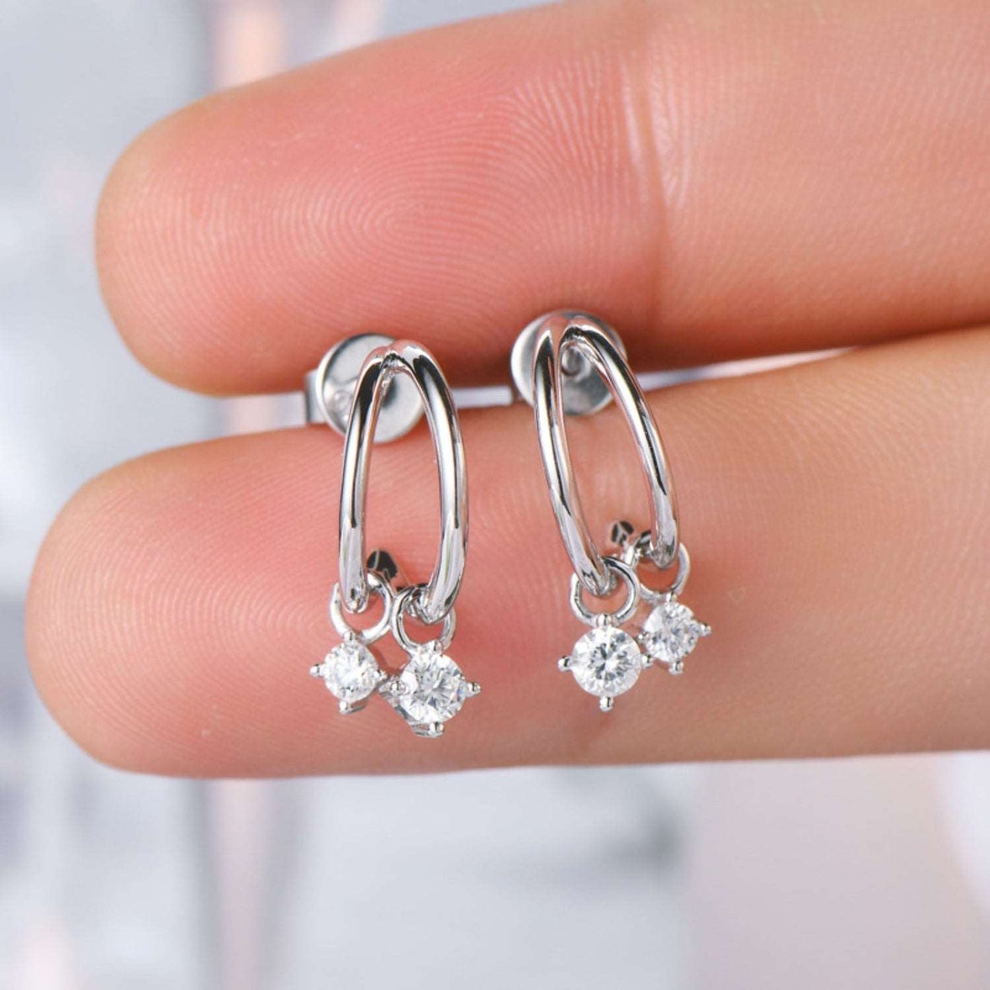 925 Sterling Silver Moissanite C-Hoop Earrings apparel & accessories