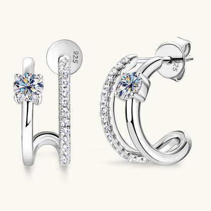 S925 Sterling Silver Diamond Ear Stud Earring Women Jewelry