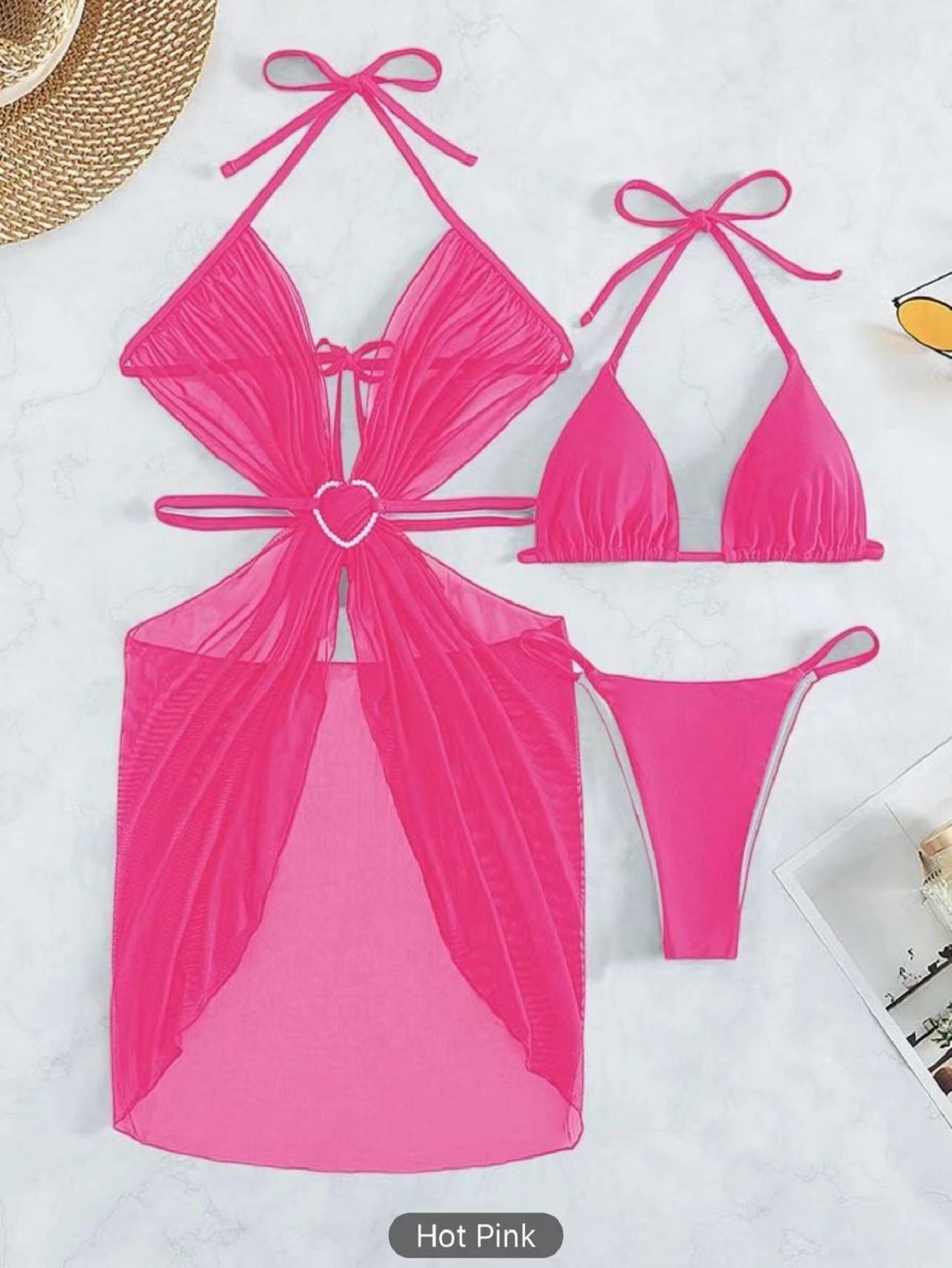 Women's Solid Color Split Three-piece Bikini apparel & accessories