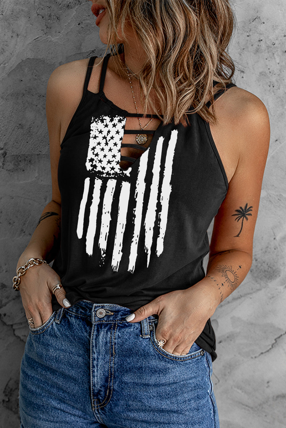 Stars and Stripes Ladder Detail Cami apparel & accessories